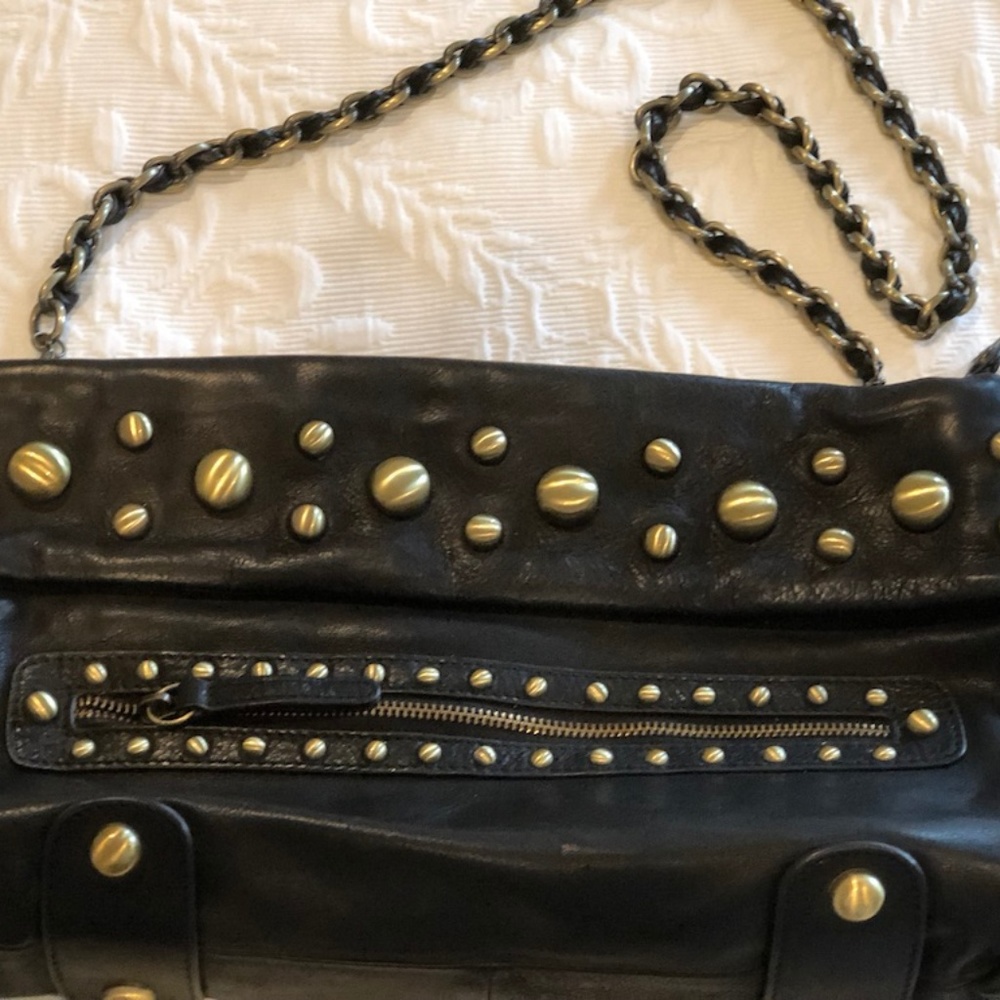 Sabina embellished black leather bag